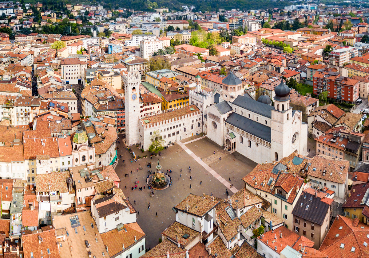 Sky view of Piazza Duomo, Trento