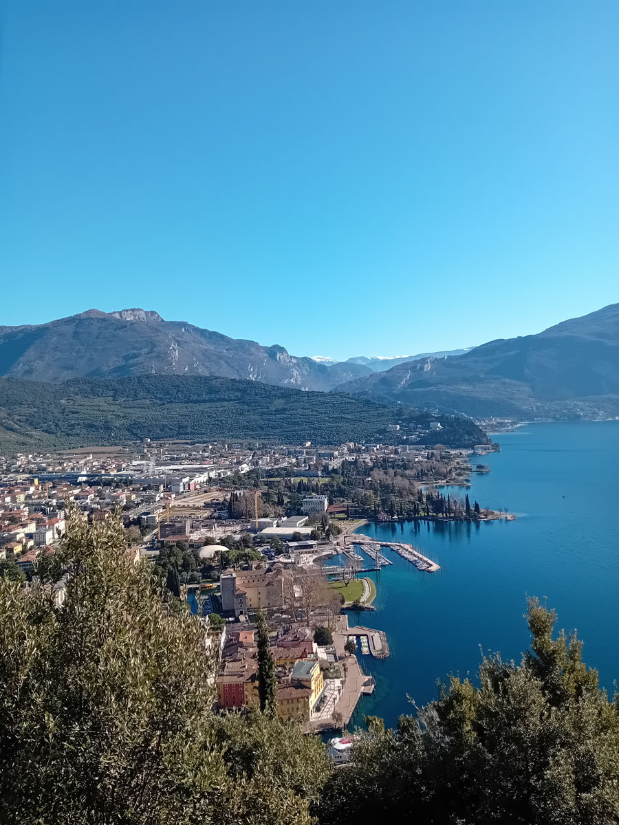 Aerial view of Riva del Garda from the top of the Bastione. 