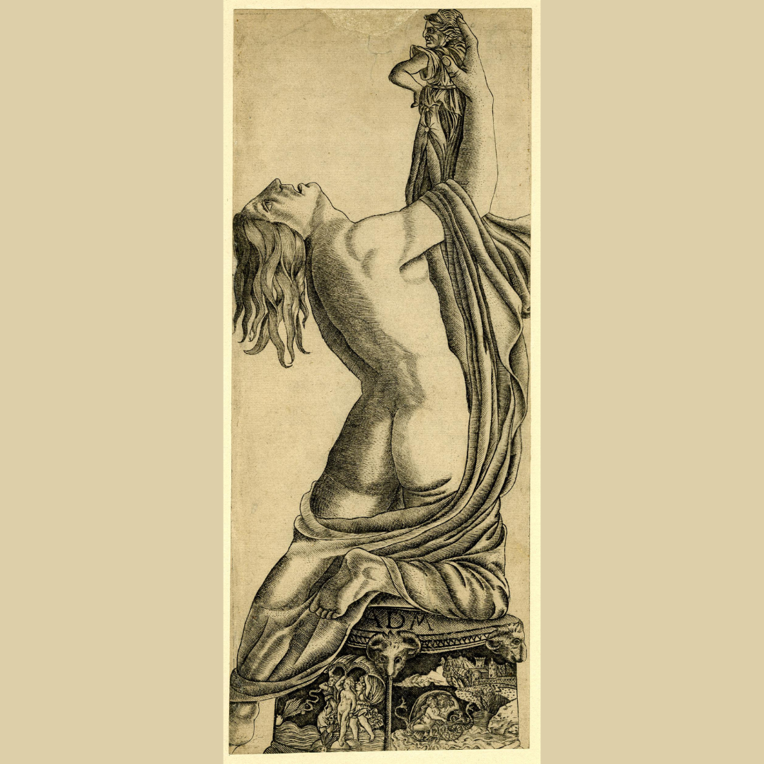 Monogrammist FA, Maenad with statuette, engraving, 1507, London, British Museum