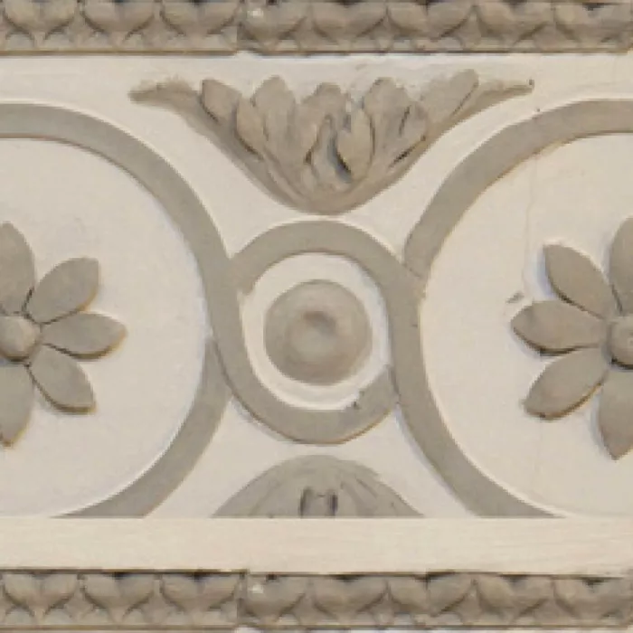 dettaglio decorazioni parete del palazzo di Psicologia e Scienze Cognitive