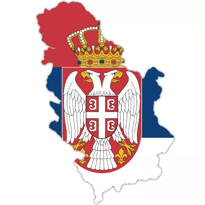 Bandiera serba su forma della Serbia