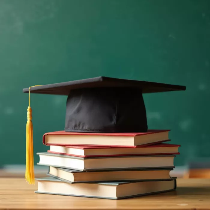 Tocco sopra una pila di libri