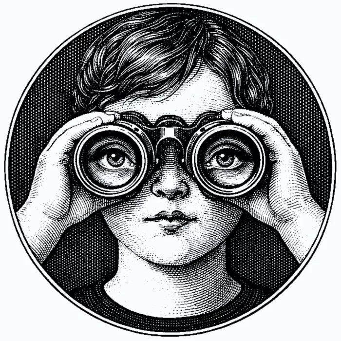 immagine di donna con binocolo