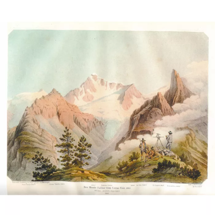 Der Monte Saline vom Cerno Viós aus, Julius Payer. Litografia, Justus Perthes, Gotha, 1869