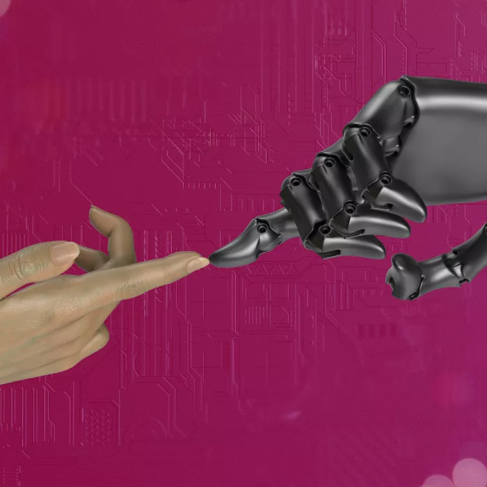 Mano umano che incontra mano artificiale