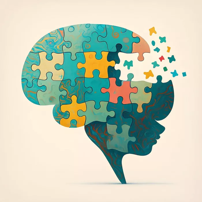 Cervello composto da pezzi di puzzle