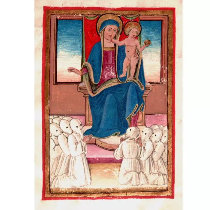 Madonna con bambino da un manoscritto nella biblioteca di Udine