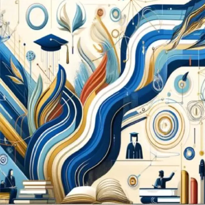 Immagine grafica con toghe e tocchi di laurea