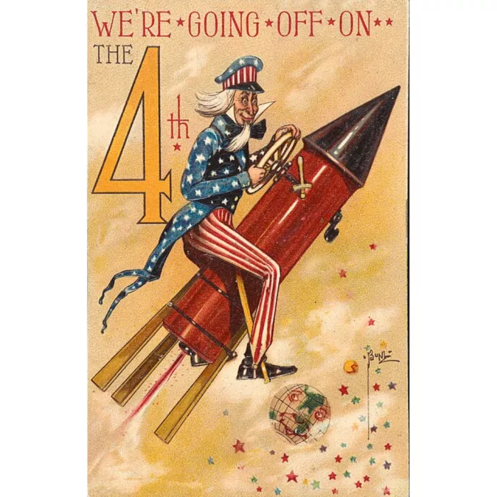 We're Going Off on the 4th - Uncle Sam postcard