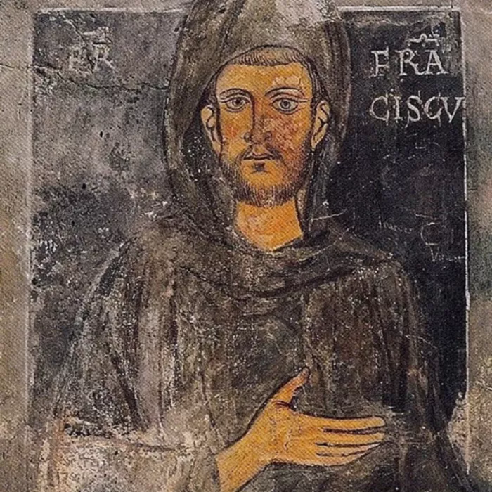 S. Francesco - Dettaglio del murales nel Sacro Speco di Subiaco